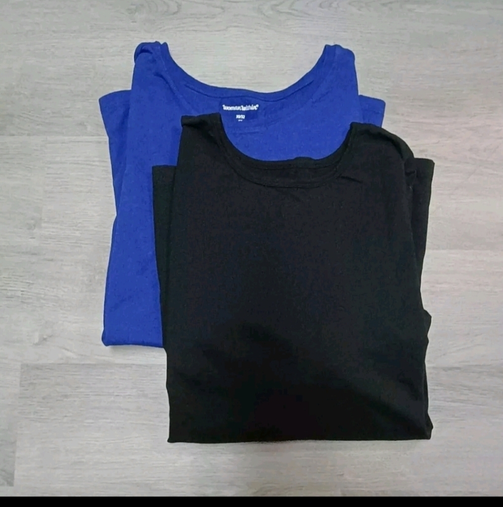 Woman Within Long Sleeve Lot Bundle Round Neck Blue Black Size 3x